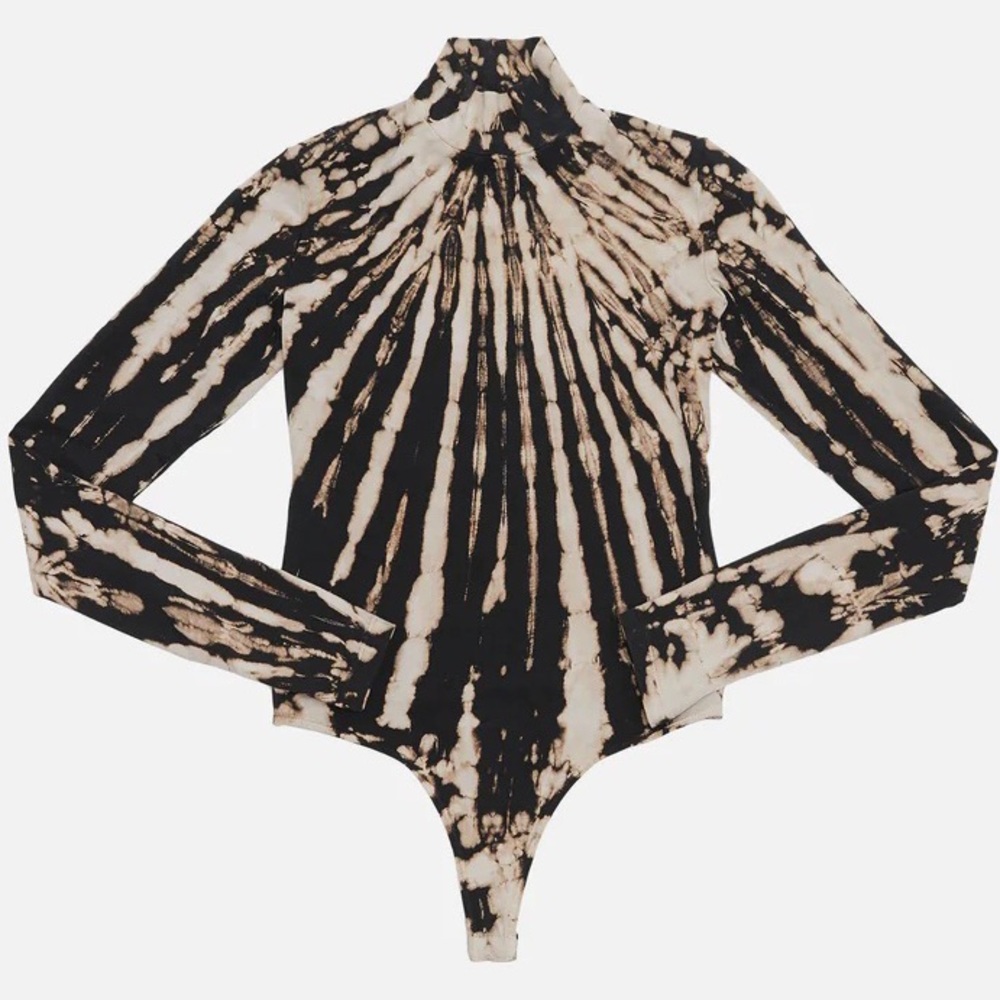 Cotton Citizen “Brisbane” tan/black tie dye bodysuit